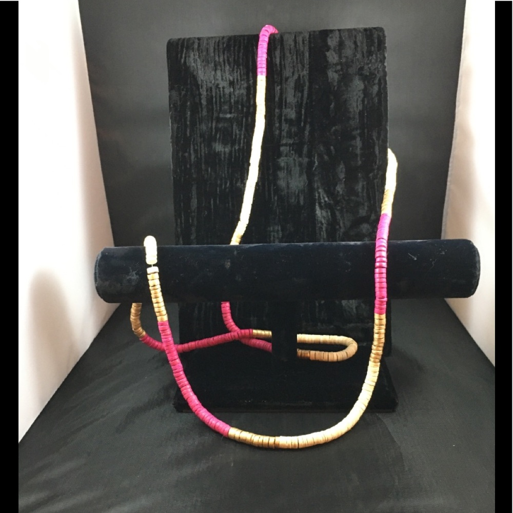 Long Puka  pink and gold necklace